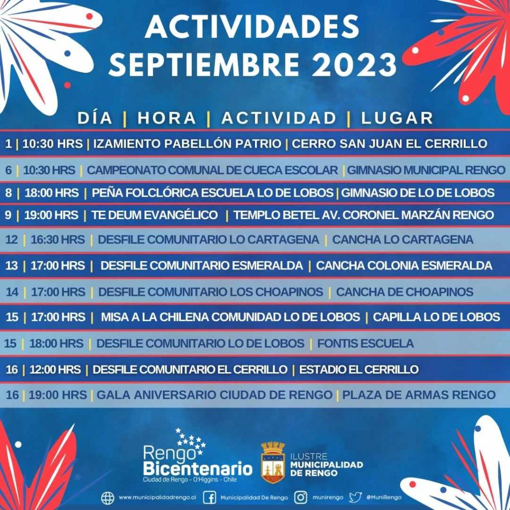 MUNICIPIO LANZA PROGRAMA DE ACTIVIDADES POR MES DE FIESTAS PATRIAS – Ilustre Municipalidad de Rengo